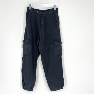 Rachel‎ Roy Pants Womens S Black Linen Cargo Lightweight Casual Capsule Classic